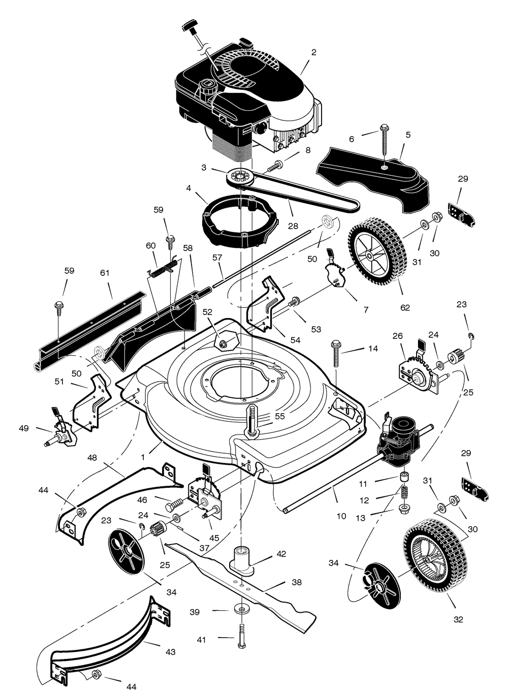 Mower Housing Assembly Diagram and Parts List for 228510X99B 2005 Briggs and Stratton Lawn Mower
